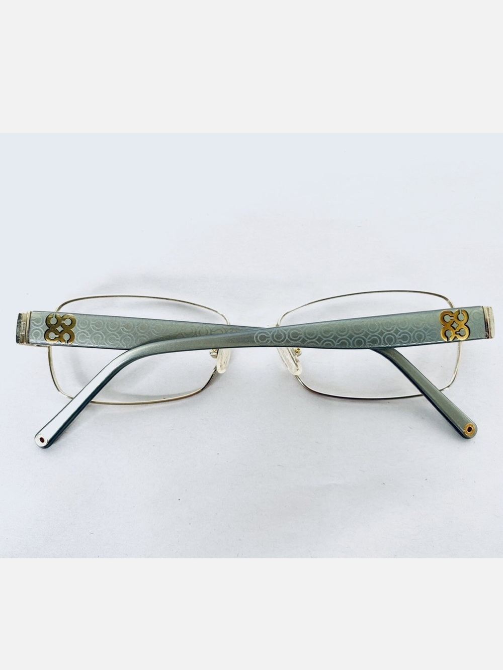 Authentic Coach CC Monogram Gold Metal Full Rim Rectangular Glasses - Picture 2 of 5